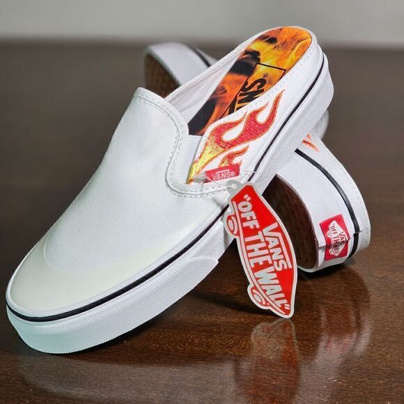 Vans X A$AP Worldwide Slip On White Shoes Mules Flames ASAP Rocky Collab Size 7 - Picture 11 of 11